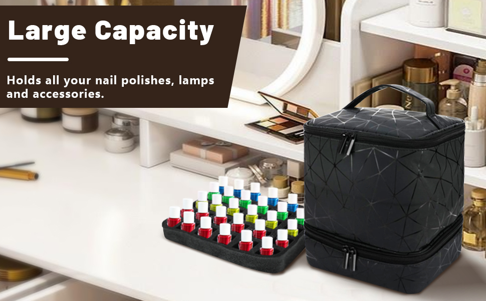 Brynnl Nail Polish Organizer Case, Fingernail Polish Travel Organizer