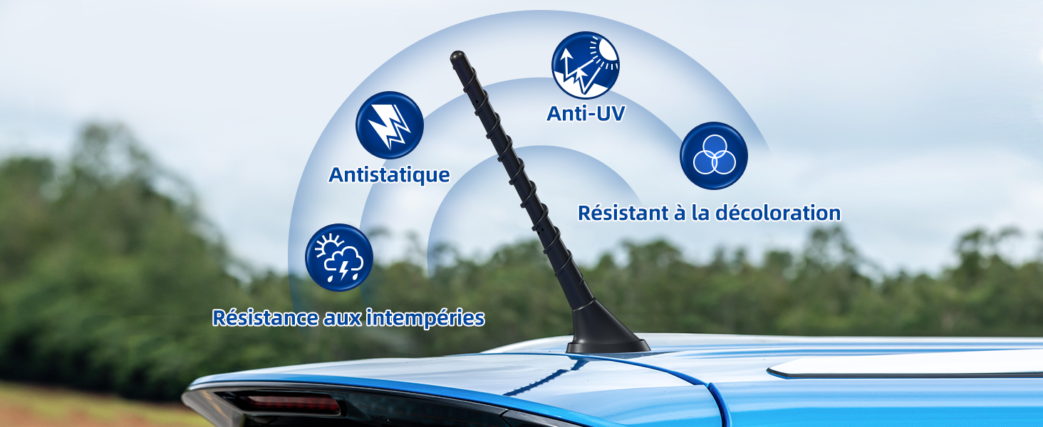Bingfu Antenne Radio Voiture Auto Courte Universelle Amplifiée Autoradio FM AM 18.3cm Toit