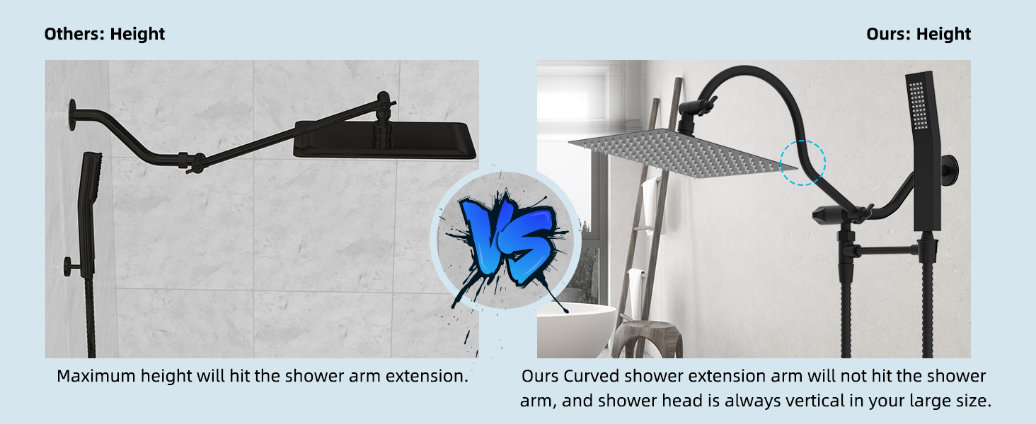 shower head with shower arm extension