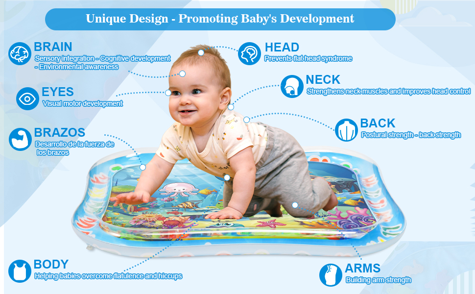 Large Baby Water Mat Tummy Time Inflatable Sensory Water Pad Toy Watermat for Newborn Gift