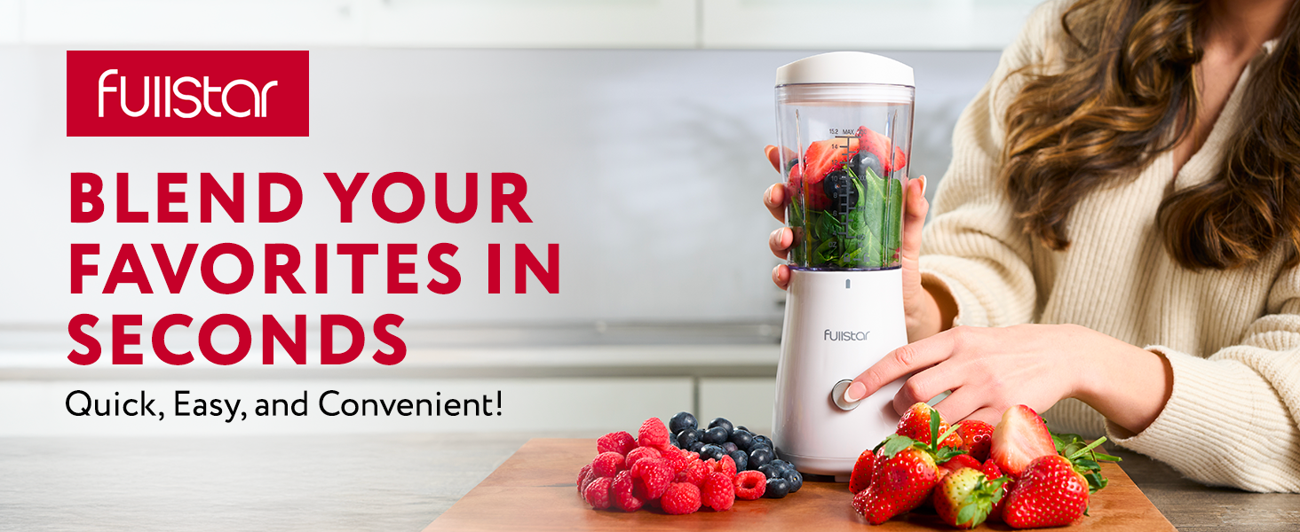 Fullstar banner featuring portable blender for smoothies, personal blender for smoothies