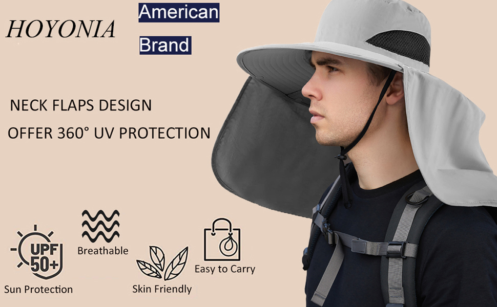 Fishing Hat with Neck Flap for Men&Women Wide Brim Bucket