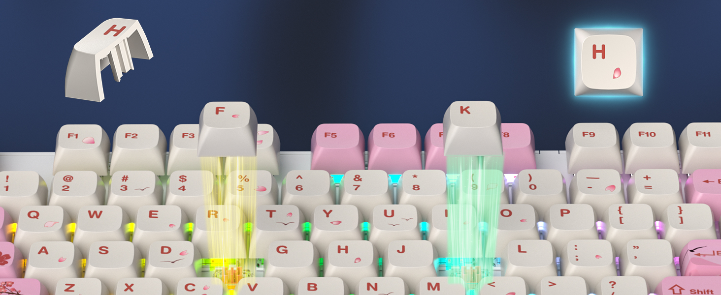 SbocKeeb Wired Full Size Pink Mechanical Keyboard 104 Keys Creamy