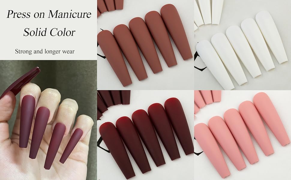 Red fake nail tips for acrylic nails