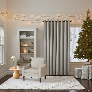 A cozy living room with a large window overlooking a lush garden, featuring the product as a stylish