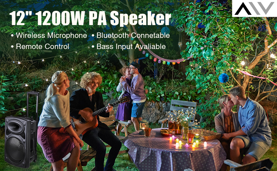 AW Portable 12Inch Active PA Speaker System Mic AMP