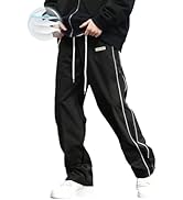 QJQ Men's Wide Leg Baggy Sweatpants Vintage Y2K Track Pants Parachute Pants with Pockets Casual S...
