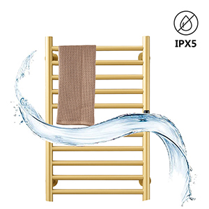 Sèche Serviettes Électrique Radiateur Doré Accessoires De Salle De Bain, Minuterie Intégrée Contrôle De La Température 10 Bars Porte-Serviettes Chauffants Électriques, Hardwired 14 1