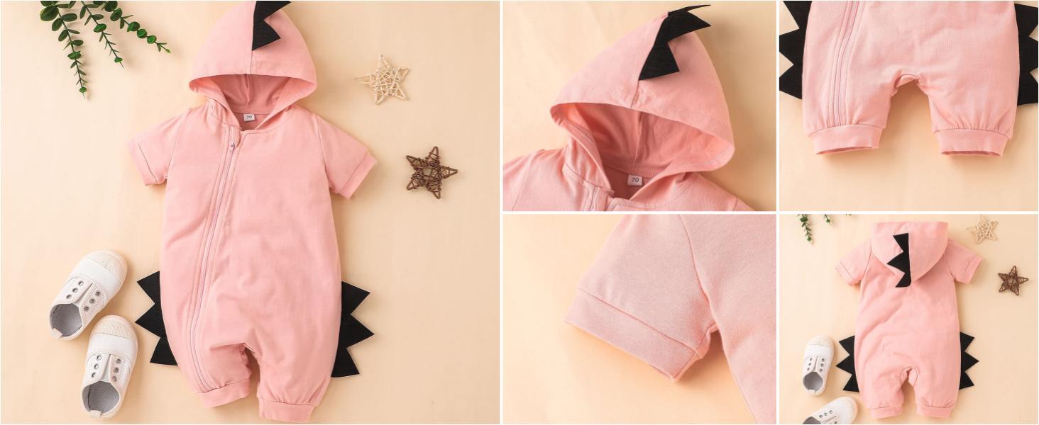 Newborn Baby Boys Girls Cartoon Dinosaur Halloween Outfit Hoodie Romper Jumpsuit Outfits Clothes