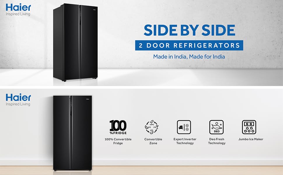 Haier 630 L Double Door Side By Side Refrigerators, Expert Inverter