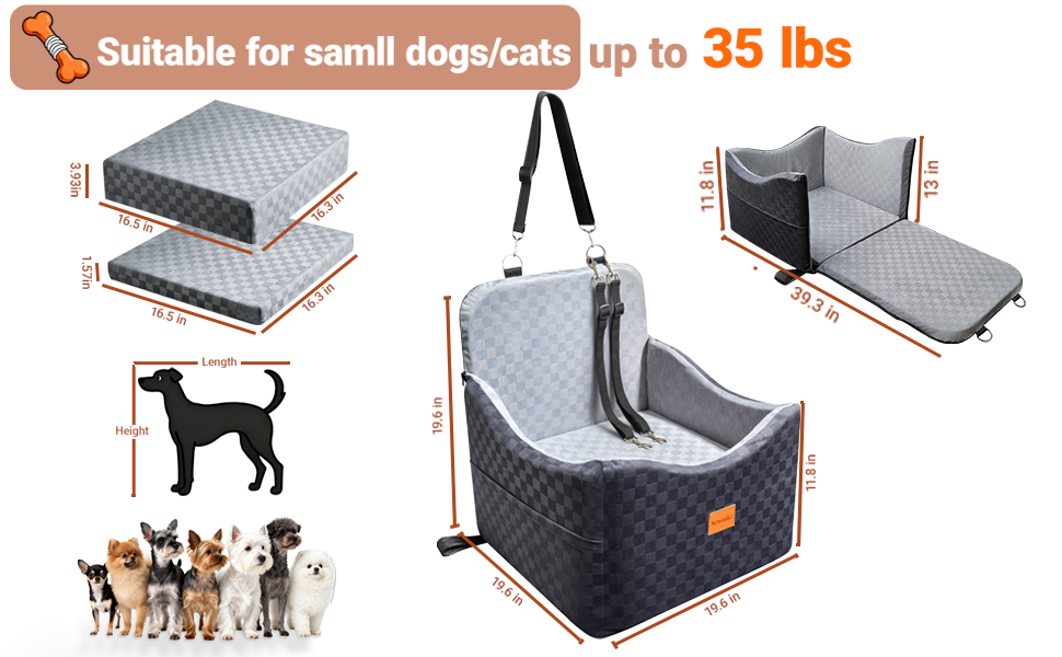 2 in 1 Dog Car Seat Bed
