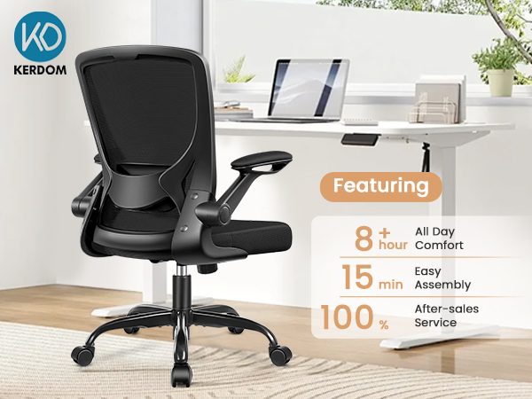Ergonomic Office Chair, KERDOM Breathable Mesh Desk Chair