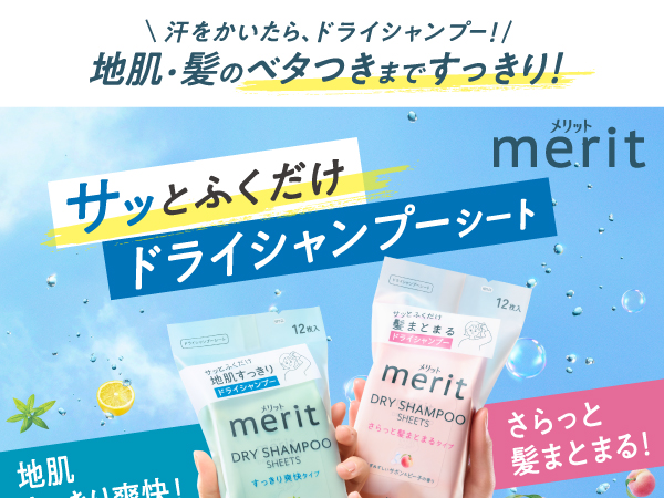 38個セットmeritメリット ドライシャンプーシート 12枚入 メリットDAY＋ドライシャンプーシート 12点 ためせる｜Vポイント
