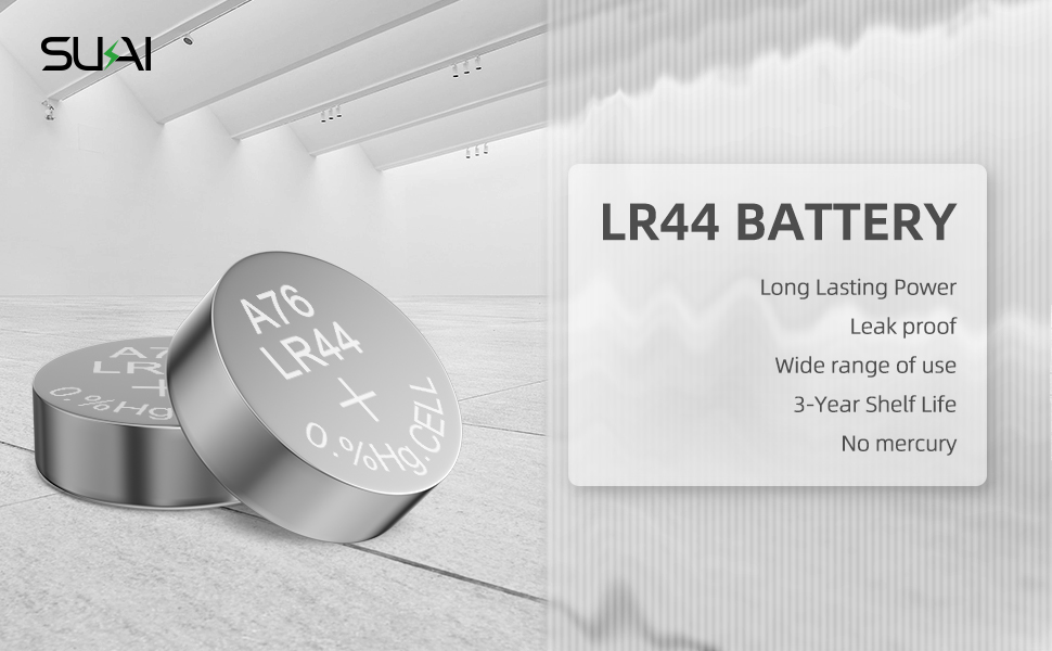 SUKAI LR44 Batteries 100 Pack, 1.5V AG13 SR44W A76 357 Alkaline Coin Cell Battery, High Capacity
