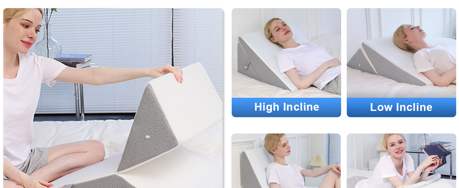 ROCYJULIN Wedge Pillow for Sleeping, 9 & 12 Inch Adjustable