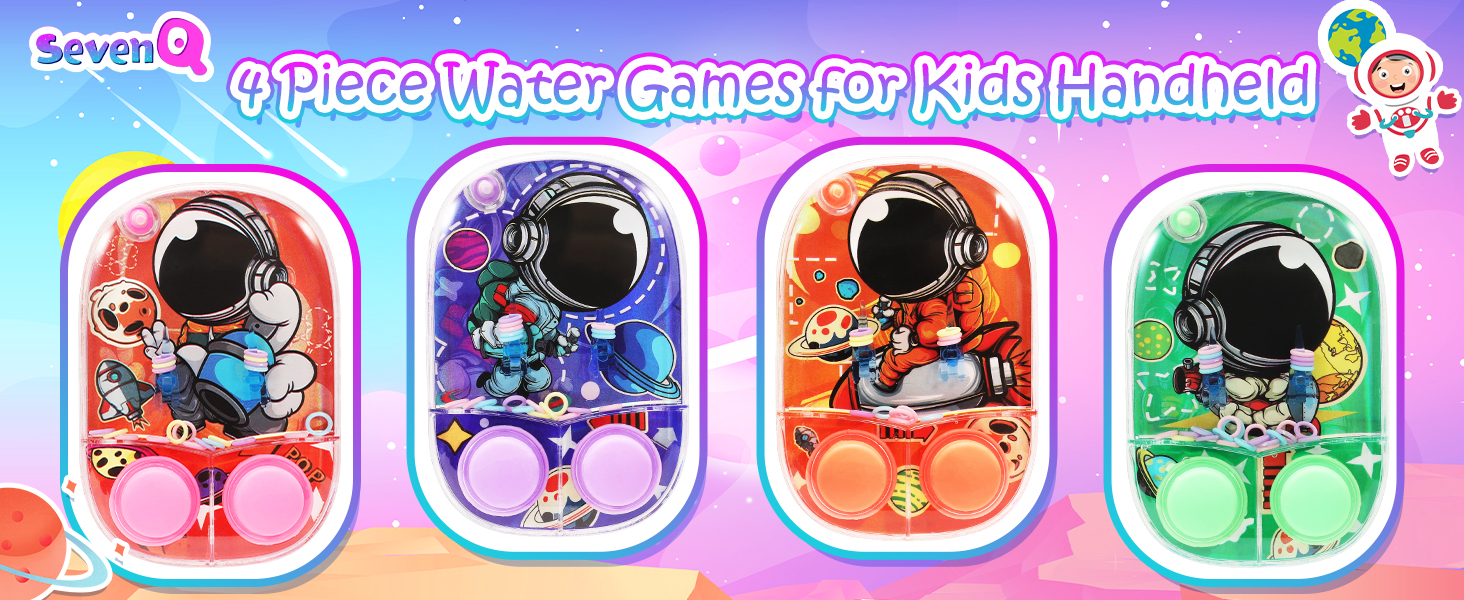 SevenQ Water Games for Kids Handheld, 4 Pack Space Toys