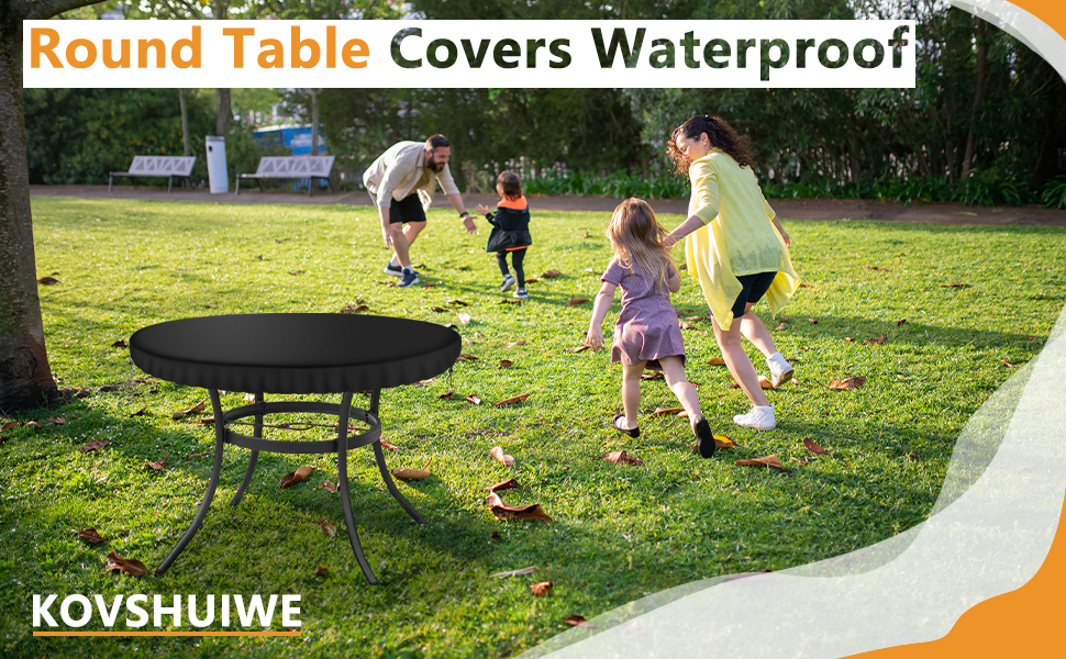 Kovshuiwe Diameter 94cm Black Garden Table Cover Round, Patio Table Top