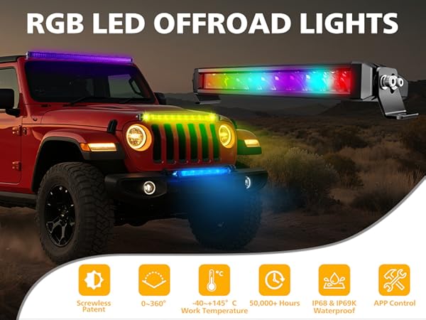 Amazon.com: 4WDKING Patented RGB Offroad LED Lights Driving/Fog
