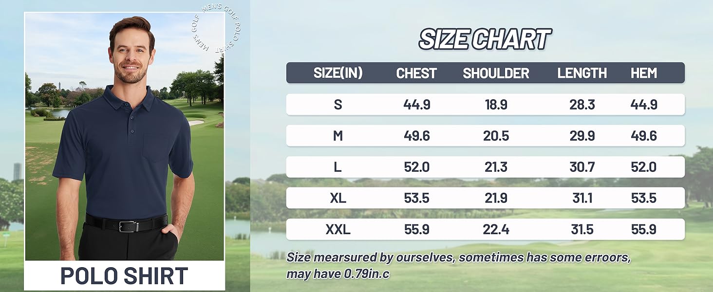 men polo shirt size chart