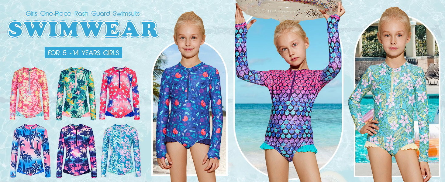 girls long sleeve swimsuits