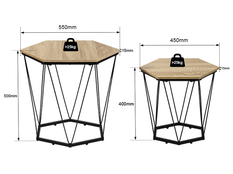 WOLTU Set Di 2 Tavolini Da Salotto. Tavolini Da Caffè Laterali Da Divano. Tavoli Bassi Da Soggiorno In Legno E Acciaio. Stile Industriale. Colore Legno E Nero 16 Tavolini da Caffè.