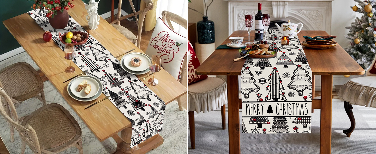 Baccessor Merry Christmas Table Runner Christmas Trees