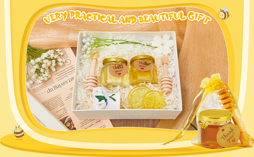 48 Sets 2 oz Hexagonal Glass Honey Jars Mini Honey Jars