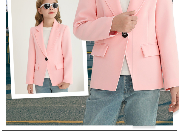 Amazon.com: Girls Solid Color Lapel Suit Coat Button Down
