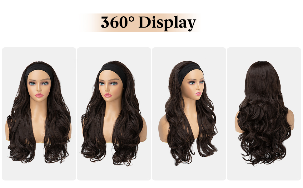 SARLA Dark Brown Headband Wigs for Black Women Glueless