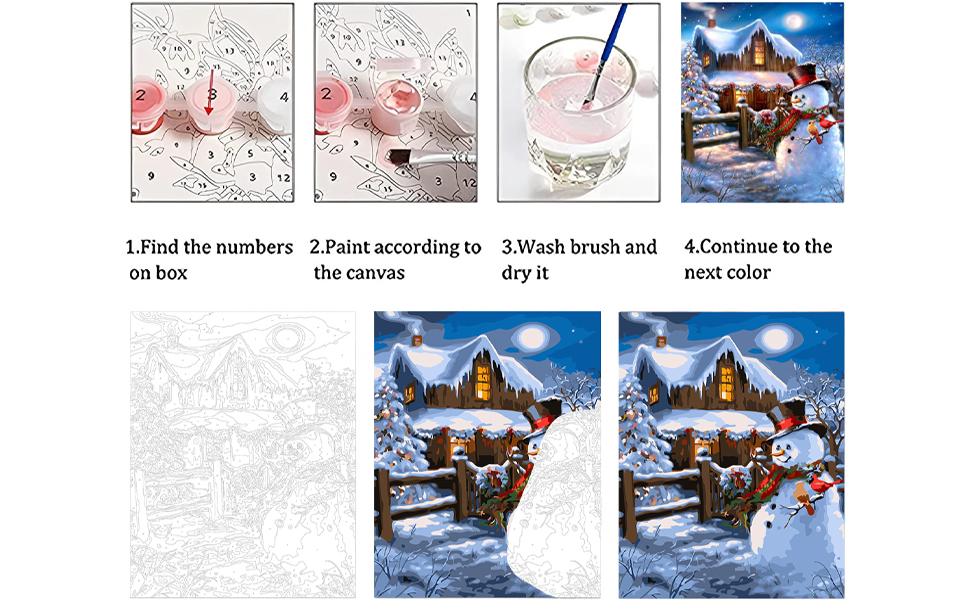Paint by Number Kits for Adults,Christmas Paint by Numbers,4 Pack