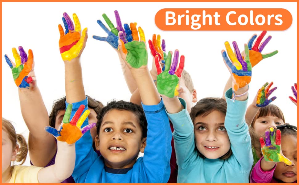 Funto Washable Finger Paint for Kids, Safe & Non-Toxic Finger Painting for Toddlers 1-3, Bath Paint, Toddler Art Painting Supplies, Kids Age 1 2 3 4 5 6+, 10 Assorted Colors(2.1 fl.oz) 15 bright colors