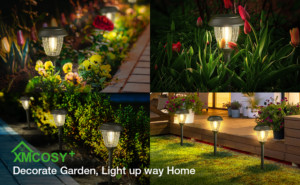 XMCOSY+ Solar Pathway Lights Outdoor Waterproof 6 Pack Solar Garden