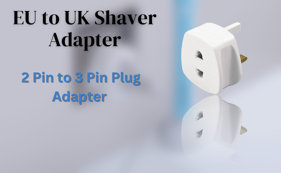 Aspect Shaver Plug Adapter UK 2 Pack 2 Pin to 3 Pin EU to UK Plug