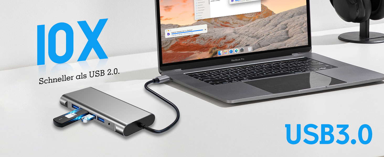USB C HUB 12 in 1 mit Kabellosem Laden, Docking Station Adapter mit 4K-HDMI, VGA, RJ45 Ethernet