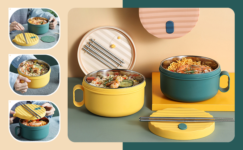 YCXXKJ Microwave Ramen Bowl Set Ramen Cooker with Handles