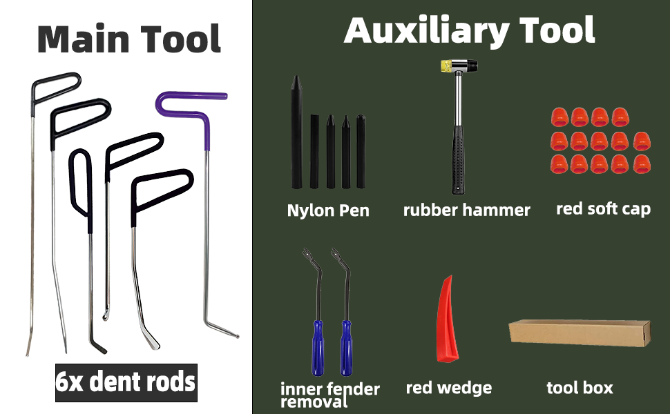 dent rod;car dent repair kit;dent repair tool;dent puller kit;dent pulling tool;dent repair rods