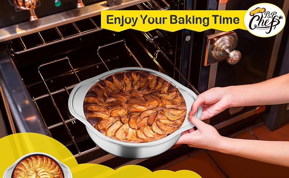 8 Inch Cake Pans Sets for Baking, P&P CHEF 3Piece Round