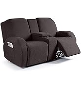 Ruaozz Stretch Loveseat Recliner Covers with Console 4-Pieces Recliner Sofa Covers with Pockets J...