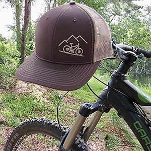 Brown ThreadBound Mountain Bike Trucker Hat Lifestyle