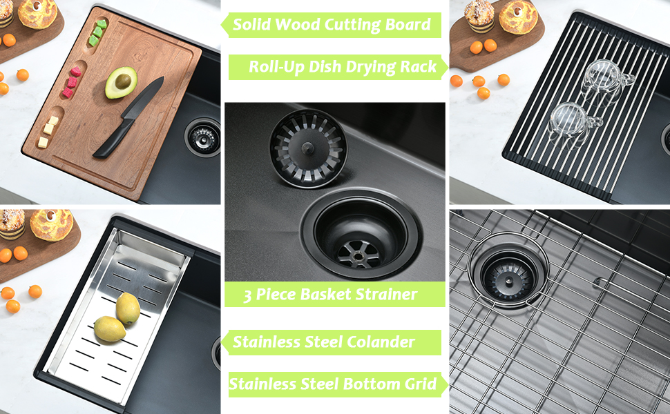 25 Inch Black Undermount Kitchen Sink WorkstationiAnomla 25x19 Matte