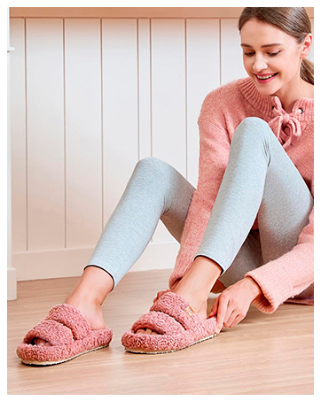 EverFoams Women's Bootie Slippers Non-slip Comfy Winter Indoor House Shoes with Knitted Collar 16 W513