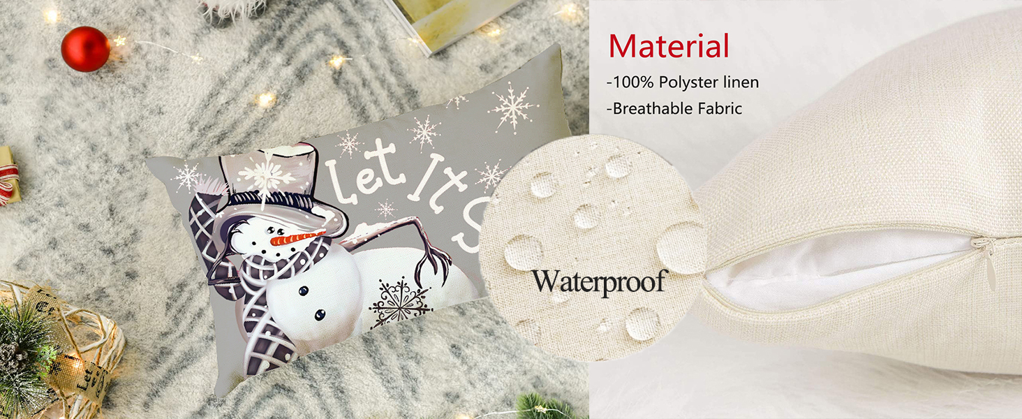 RABUSOFA Outdoor Christmas Pillow Covers 12x20 Inch