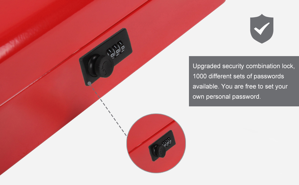 Polspag Cash Box with Combination Lock, Metal Money Box with Cash Tray, Lock Safe