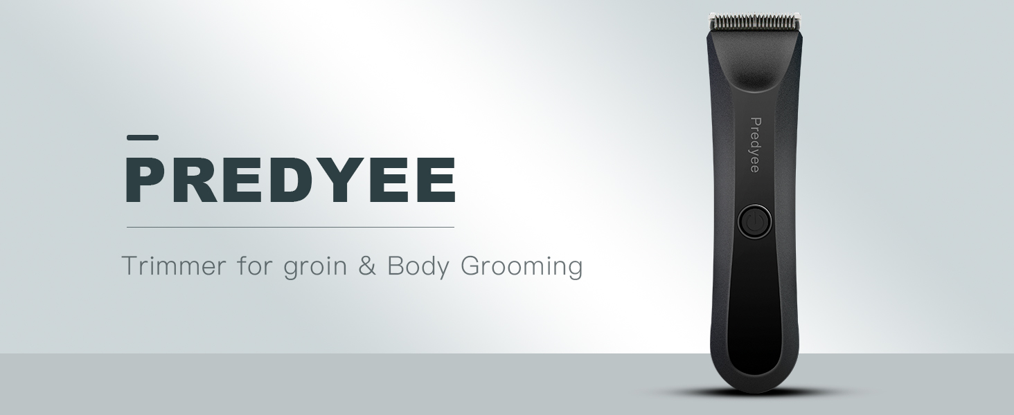 Predyee Electric Groin Hair Trimmer - Replaceable Ceramic Blade Heads, Waterproof Wet/Dry Clippers