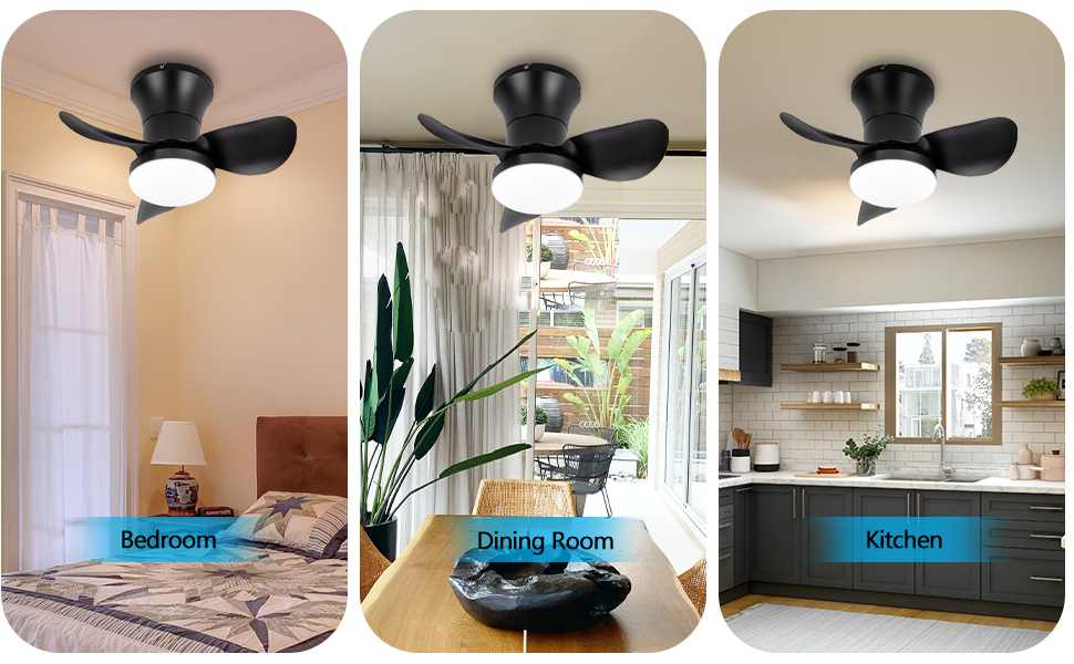 21" Ceiling Fans with Lights and Remote, Small Modern Flush