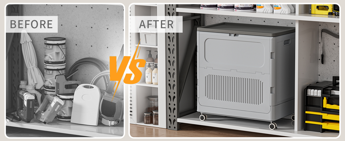 HAIXIN Large Plastic Storage Bins, Folding Storage