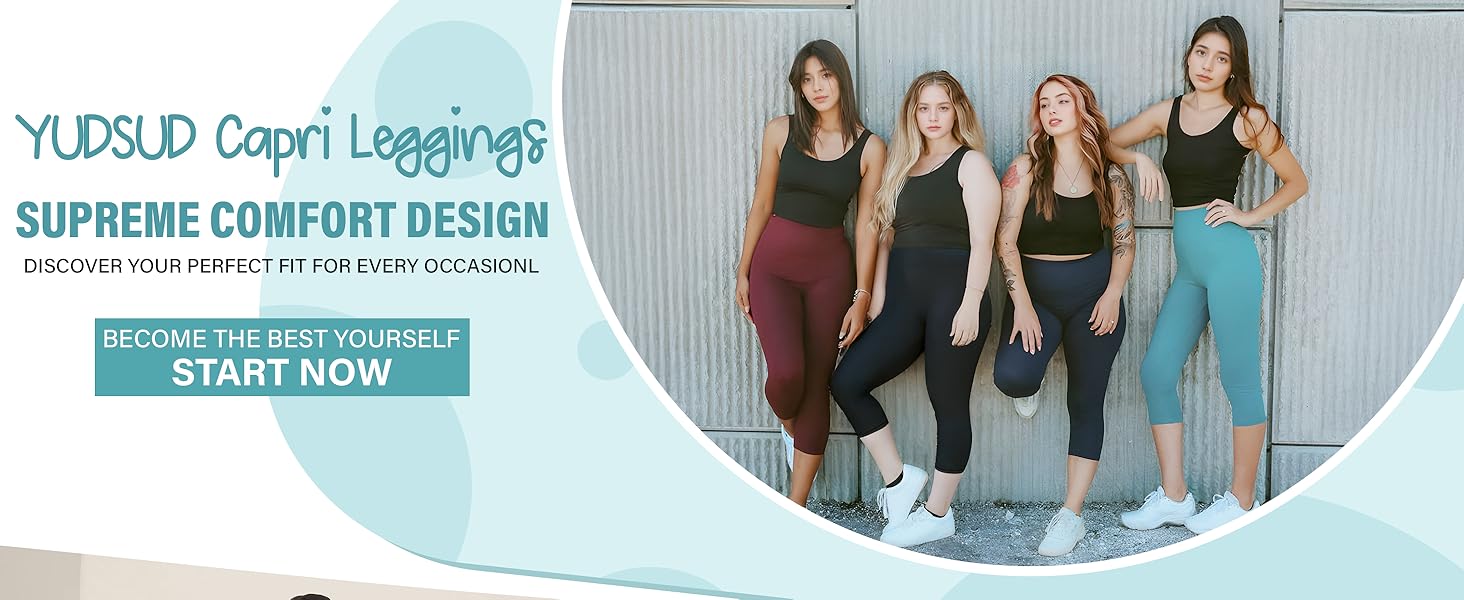 High Waisted Leggings for Women - Full Length Capri Buttery Soft Yoga Pants for Workout Athletic