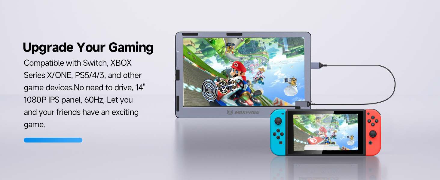 Maxfree F2 Triple Monitor Laptop Screen Extender 14'' Laptop Monitor