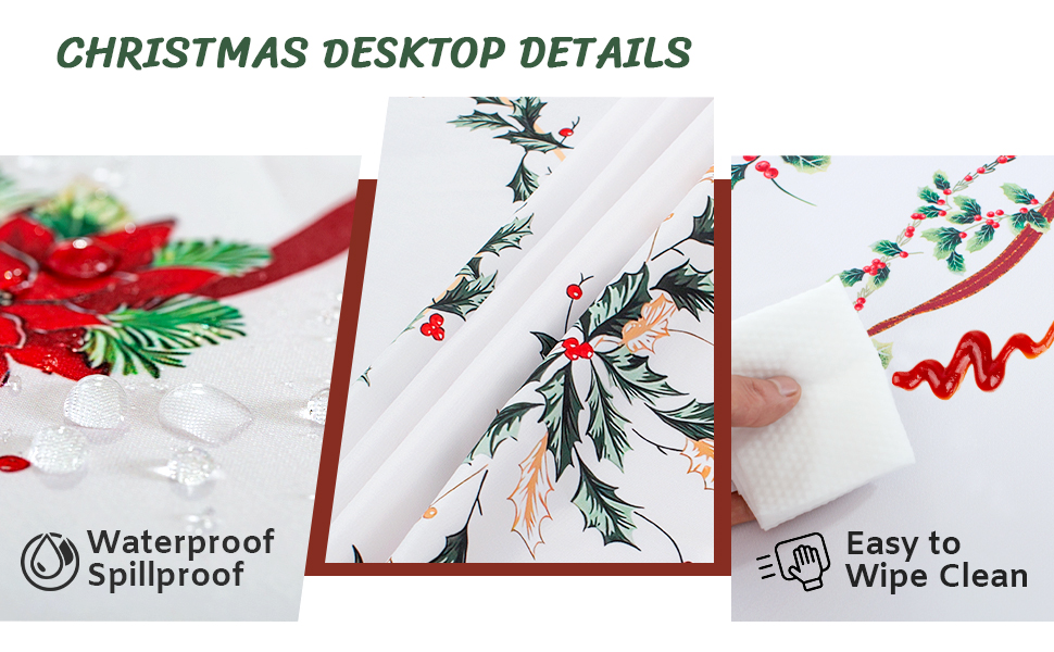 Prpeko Christmas Tablecloth for Rectangle Tables, Christmas