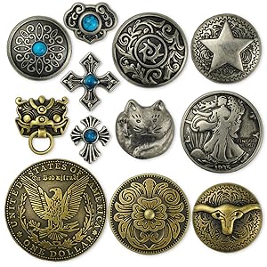 コンチョ ターコイズチャーム 資材セット Amazon | サムコス 12個セット コンチョ ボタン 20mm～32mm ねじ